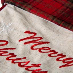 Glitzhome 21 in. Dachshund Fabric Christmas Stocking - White with Red Trim thumbnail 8