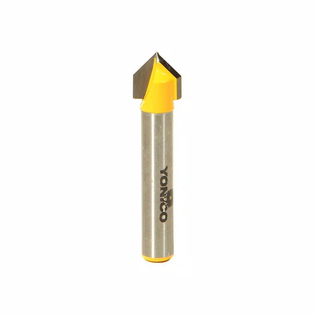 Yonico 90° V-Groove Router Bit, 1/4 in. Shank, Carbide Tipped