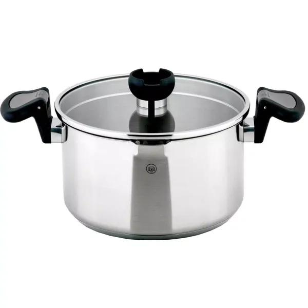 1829 Carl Schmidt Sohn ARON 2.6 qt. Stainless Steel Stock Pot with Glass Lid and Multi-Functional Utensil Holder Knob