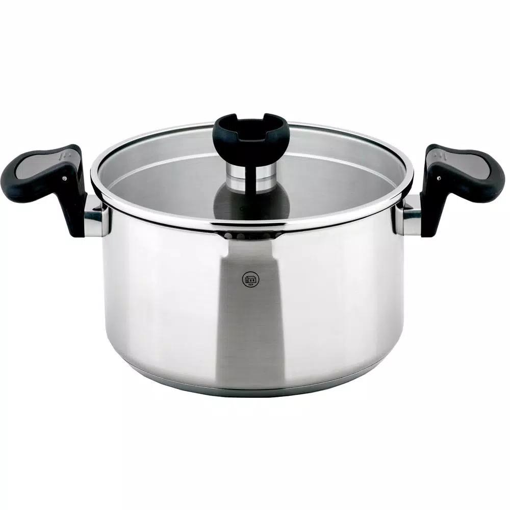 1829 Carl Schmidt Sohn ARON 2.6 qt. Stainless Steel Stock Pot with Glass Lid and Multi-Functional Utensil Holder Knob