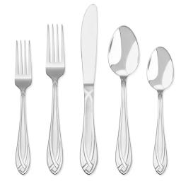 Hampton Forge Lace Frosted 54-Piece 18/0 Stainless Steel Flatware Set with Wood Caddy, Service for 8 thumbnail 1