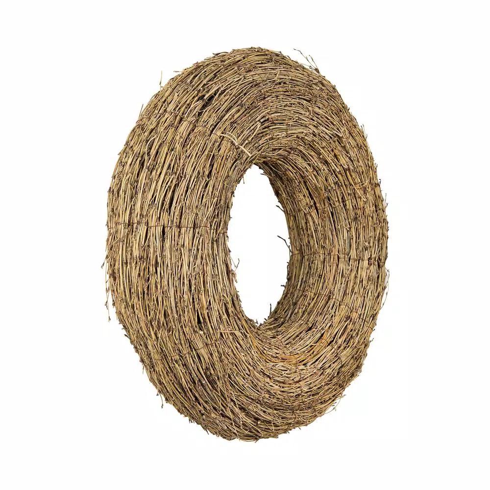 3R Studios 22 in. Natural Bamboo Branch Wreath - Brown Coastal Style Round Decor