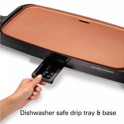 Hamilton Beach Reversible 200 sq. in. Durathon Ceramic Nonstick Electric Griddle, Black thumbnail 4