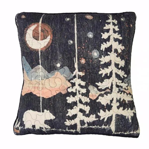 DONNA SHARP Moonlit Bear Decorative Square Throw Pillow, 18 x 18 in, Rustic Farmhouse Style
