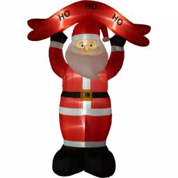 Fraser Hill Farm 10 ft. Santa Claus Inflatable with HO HO HO Sign and White Lights thumbnail 5