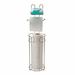 Bath Bliss Contemporary Freestanding Toilet Paper Holder with Built-in Phone Shelf and 4-Roll Storage, Satin thumbnail 3