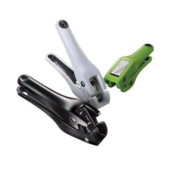 Simposh Garlic Press - Green Ergonomic Mincer and Crusher with Removable Stainless Steel Plate
