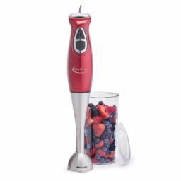 Betty Crocker 2-Speed Immersion Blender with Mixing Beaker and Lid, Red thumbnail 3