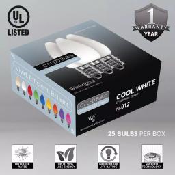 Wintergreen Lighting OptiCore C7 LED Cool White Smooth Opaque Christmas Light Bulbs, 25-Pack thumbnail 2