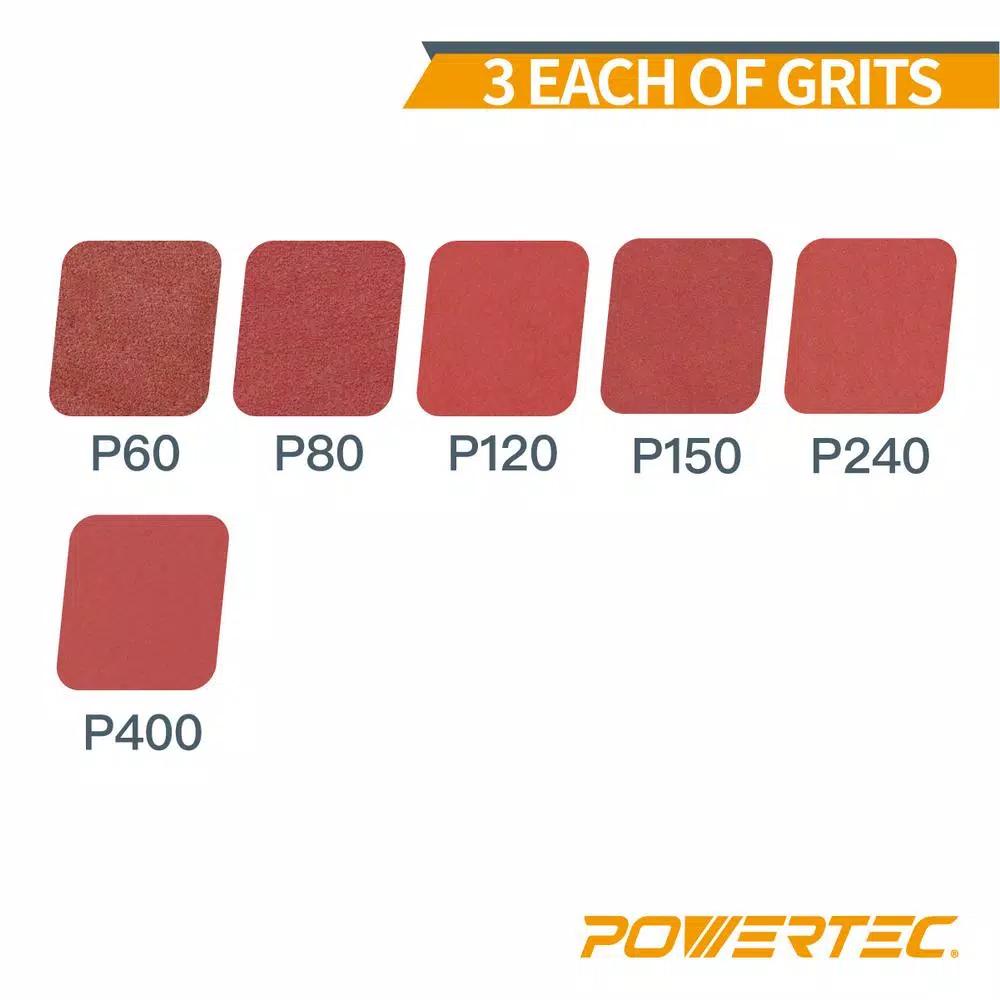 POWERTEC 3 in. x 18 in. Aluminum Oxide Sanding Belt Assortment, 18-Pack (6 Grits)