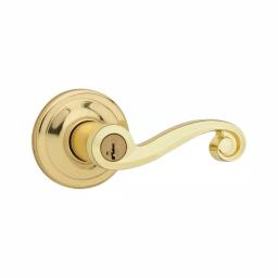 Kwikset Lido Polished Brass Exterior Entry Door Lever with SmartKey Security thumbnail 1