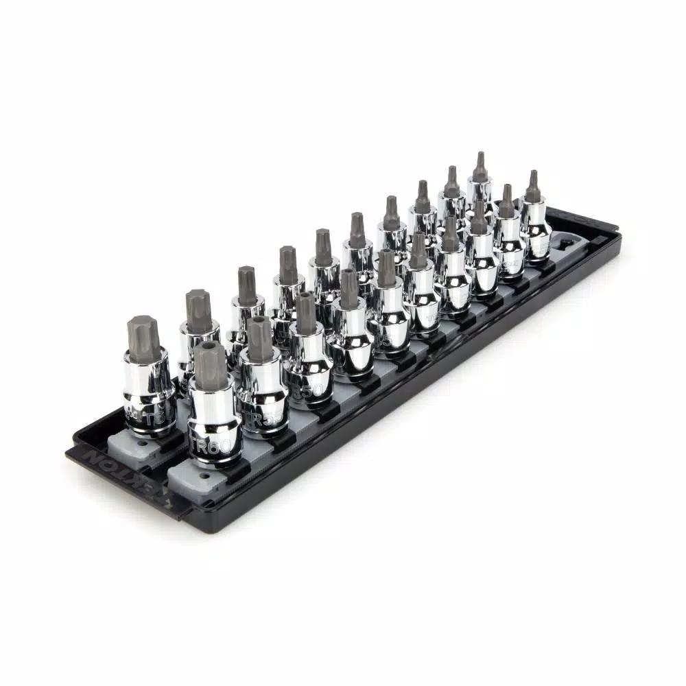 TEKTON 1/2 in. Drive Torx and Tamper-Resistant Torx Bit Socket Set, T20-T60, TR20-TR60 (20-Piece)
