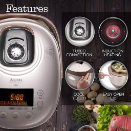 Aroma 5 Qt. Champagne Electric Multi-Cooker with Induction Heating and Ceramic Pot thumbnail 2
