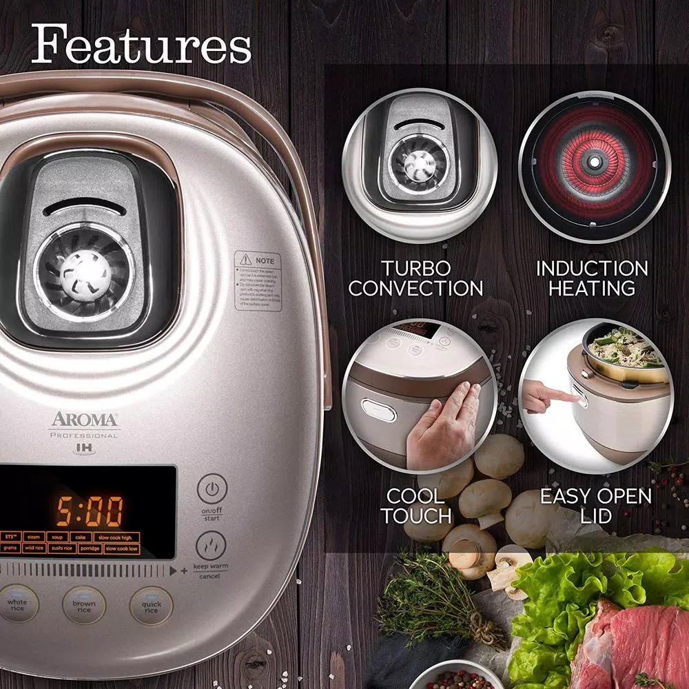 Aroma 5 Qt. Champagne Electric Multi-Cooker with Induction Heating and Ceramic Pot