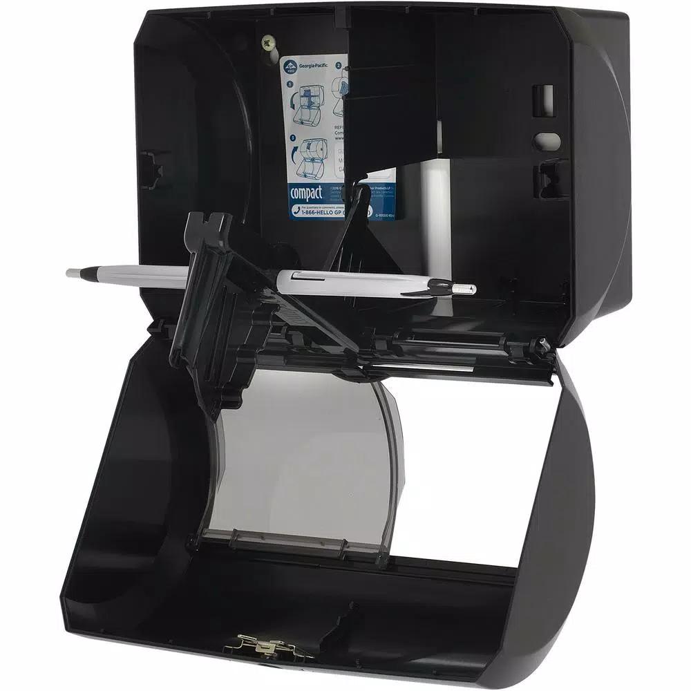 Georgia-Pacific Compact Side-by-Side Double Roll Bathroom Tissue Dispenser, Translucent Smoke