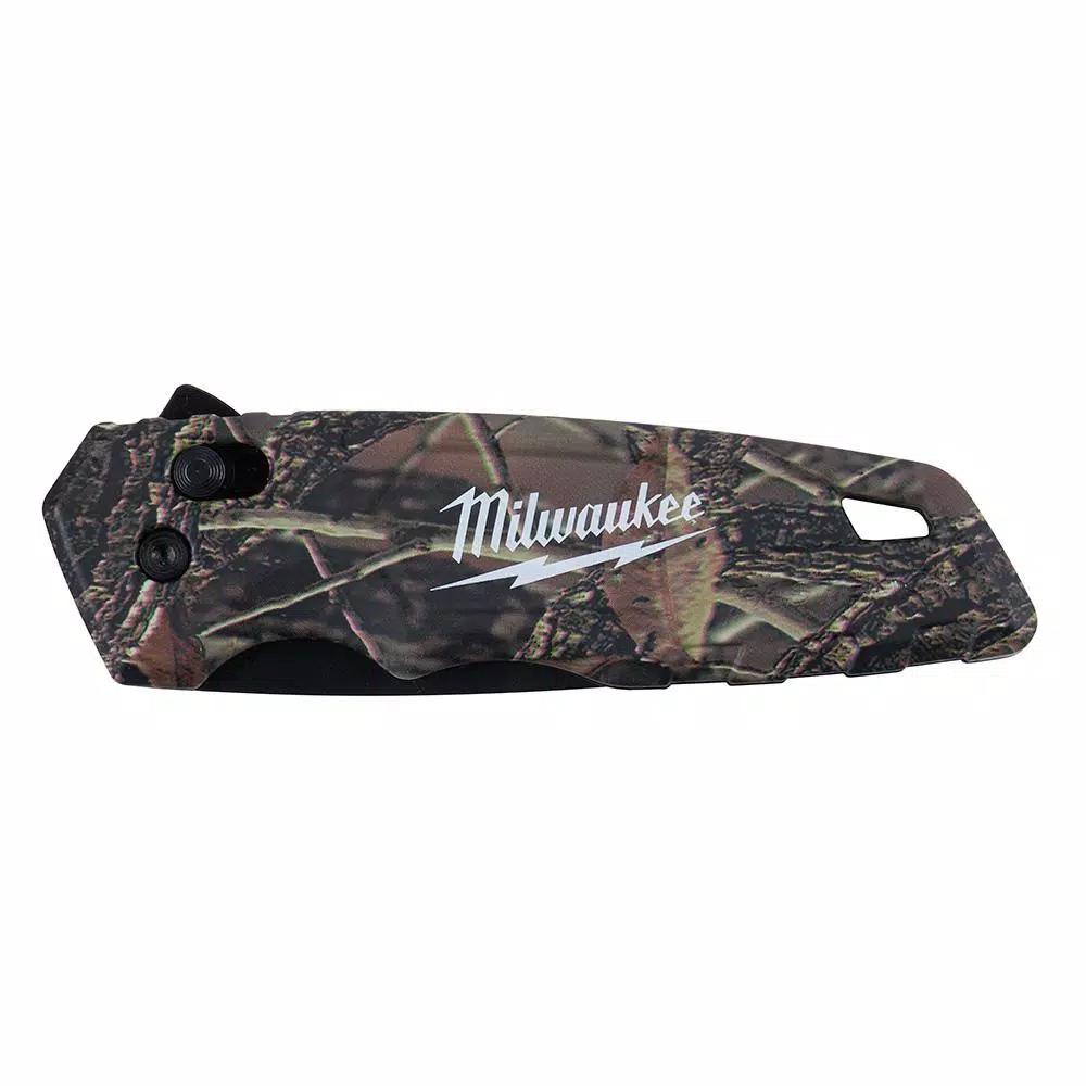 Milwaukee FASTBACK Camo Spring-Assisted Folding Knife with 2.92 in. Tanto Blade