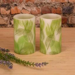 LUMABASE Lace Leaf Battery Operated Wax LED Candles - Set of 2 thumbnail 2