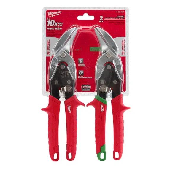 Milwaukee Offset Aviation Snips 2-Pack, Left and Right Handed Set
