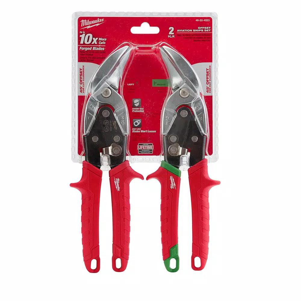 Milwaukee Offset Aviation Snips 2-Pack, Left and Right Handed Set