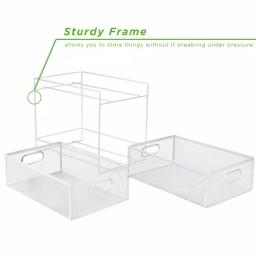 MIND READER 2-Tier Metal Mesh Utensil Caddy & Organizer, White thumbnail 6