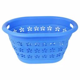 Southern Homewares Collapsible Laundry Basket, Space-Saving Plastic & Silicone Hamper, Blue thumbnail 1