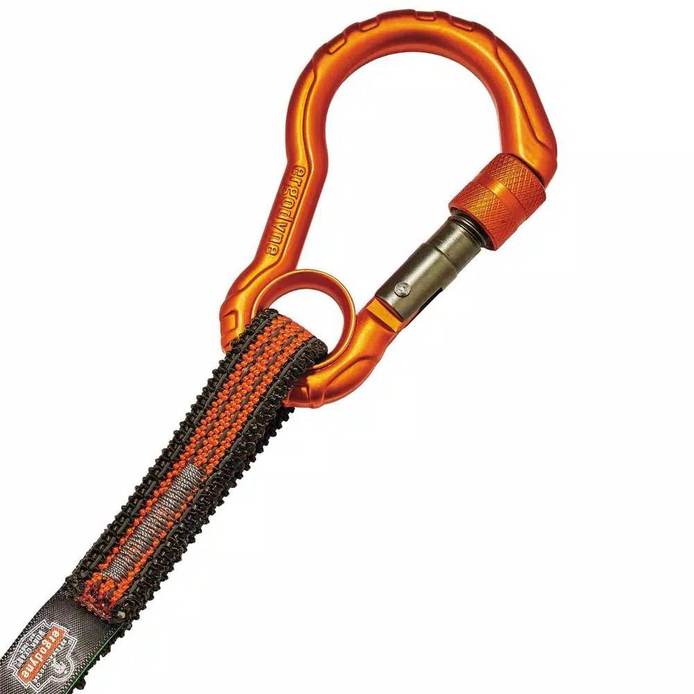 Ergodyne Squids 3102F(x) Detachable Single Carabiner Tool Lanyard, 5 lb. Capacity, Orange/Gray