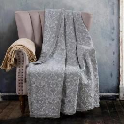Donna Sharp Oatmeal Damask Cotton Oversized Throw Blanket with Fringed Edges thumbnail 2