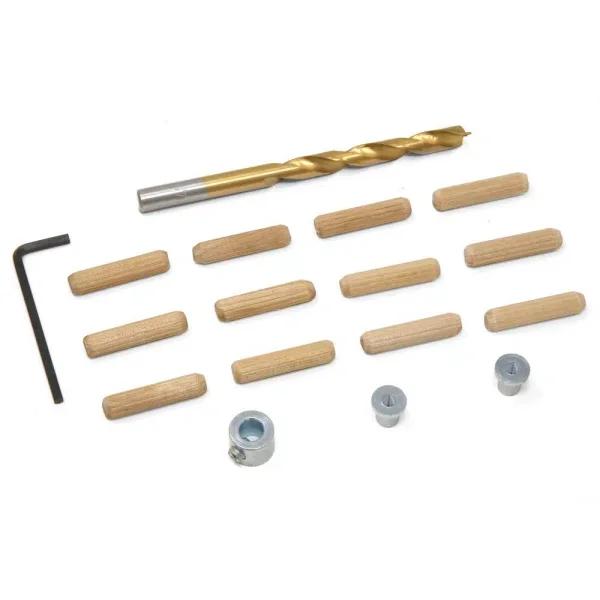 WEN 1/4 in. Wooden Doweling Kit with Titanium-Nitride Coated Brad-Point Drill Bit and 12 Fluted Birch Dowels
