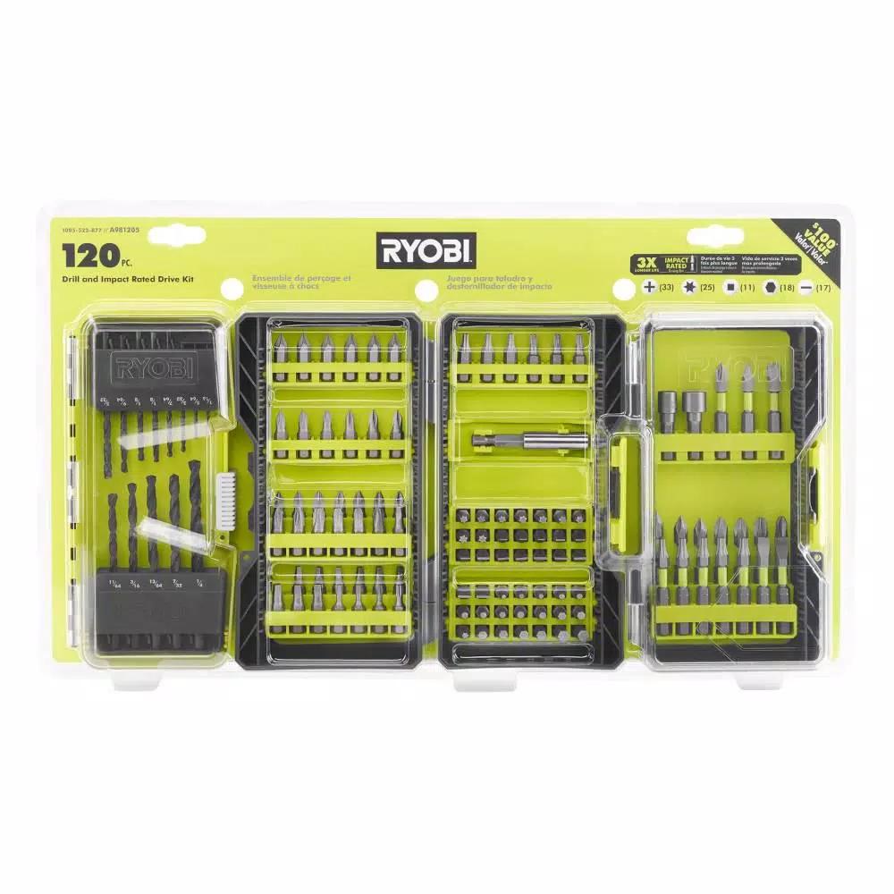 RYOBI 120-Piece Drill and Impact Rated Drive Bit Set with Black Oxide Bits