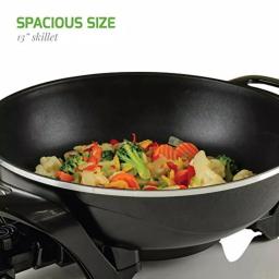 Ovente 13-Inch Non-Stick Electric Skillet with Tempered Glass Lid and Adjustable Temperature Control, Black thumbnail 9