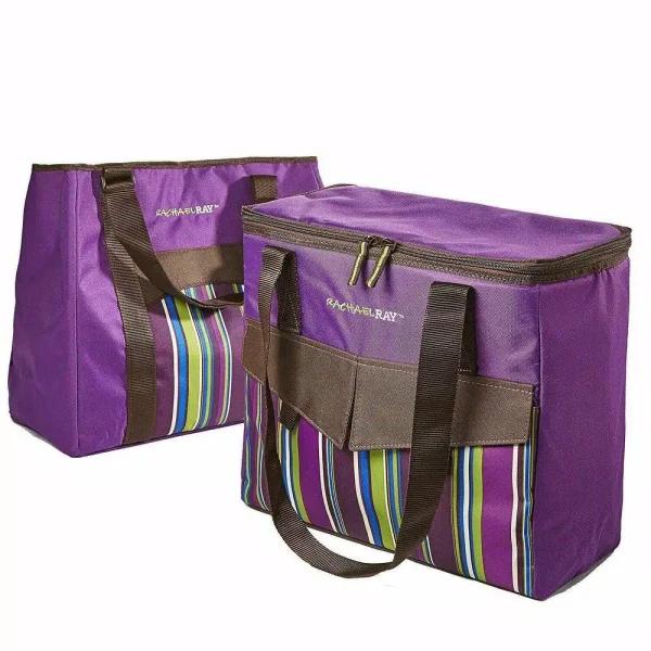 Rachael Ray ChillOut 2 Go Purple Deluxe Thermal Tote Set of 2 - Insulated Cooler & Dry Storage Bags