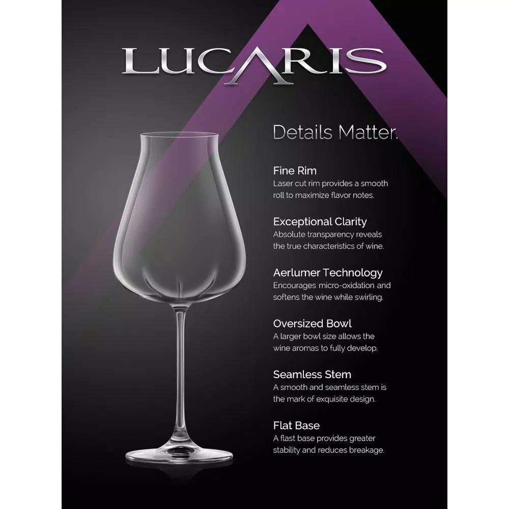 Lucaris Bangkok Bliss 8-Piece Cabernet Wine Glass Set, 15.9 oz, Titanium Infused Lead-Free Crystal