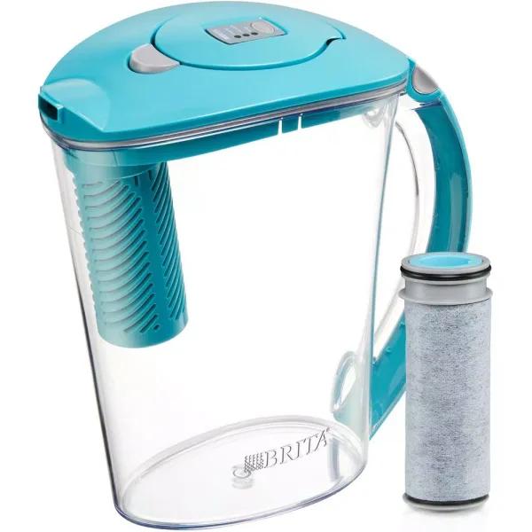 Brita Stream 10-Cup Filter-As-You-Pour Water Pitcher with Filter, Lake Blue
