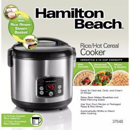 Hamilton Beach 14-Cup Stainless Steel Rice and Hot Cereal Cooker thumbnail 4