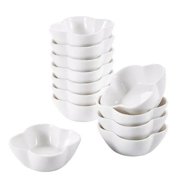 MALACASA 3 in. White Porcelain Ramekins Set of 12, Ceramic Serving Bowls for Creme Brulee and Dipping Sauces