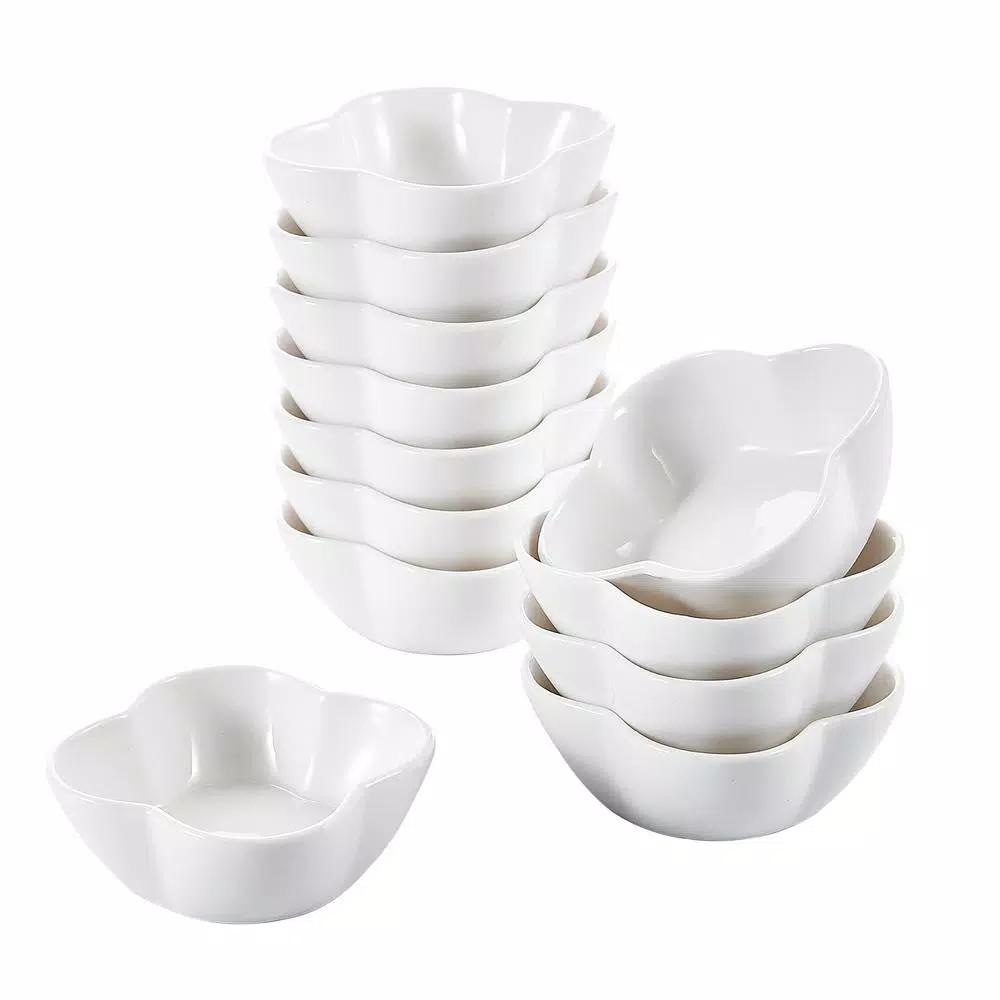 MALACASA 3 in. White Porcelain Ramekins Set of 12, Ceramic Serving Bowls for Creme Brulee and Dipping Sauces