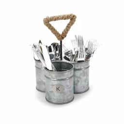 MIND READER 3-Section Silver Metal Utensil Caddy & Silverware Organizer thumbnail 2