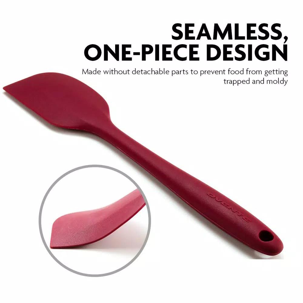 Ovente Premium Silicone Spatula with Stainless Steel Core, Heat-Resistant 500°F, Red