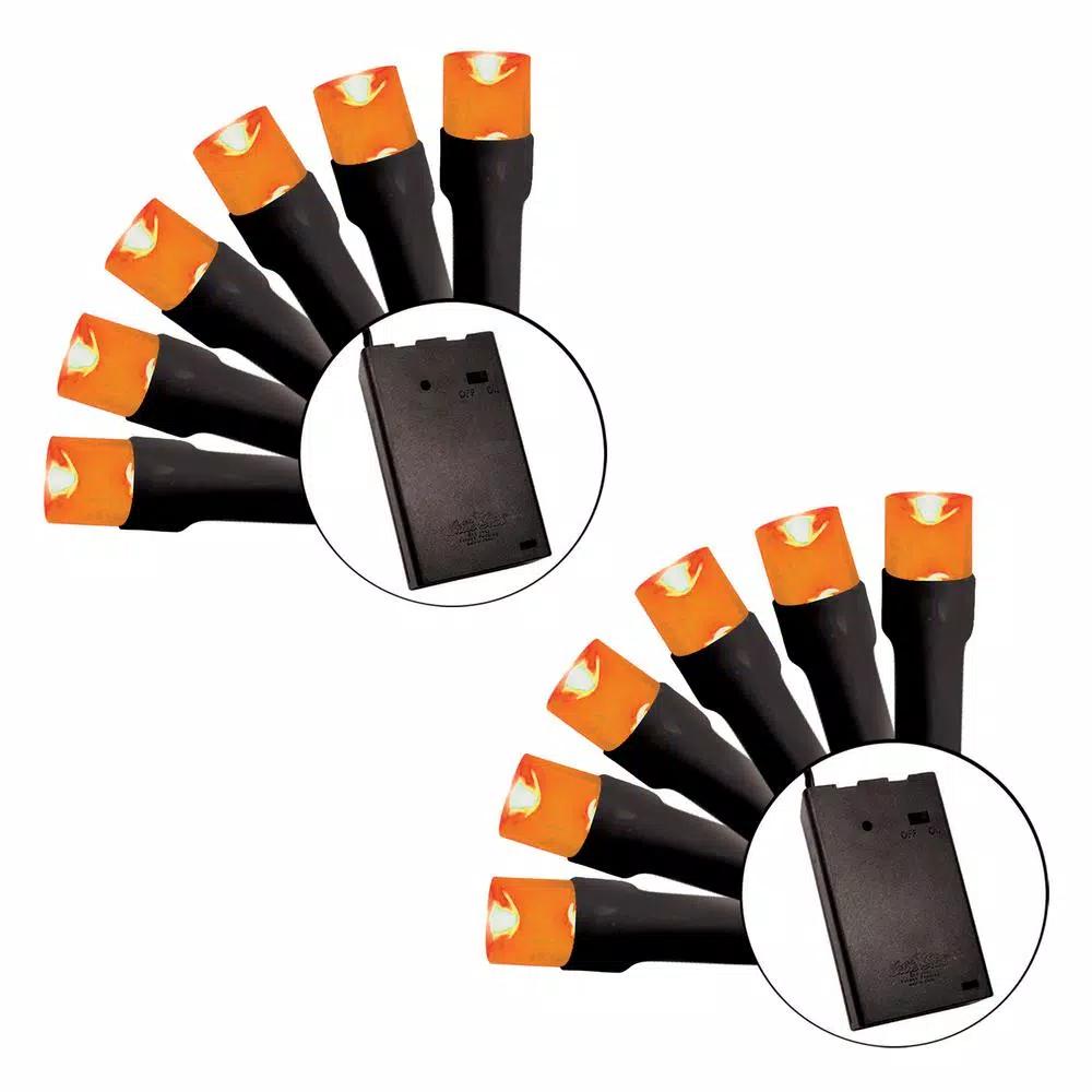 Brite Star 15-Light Orange LED Battery-Operated Little Lights, Set of 2