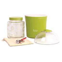 Euro Cuisine 2 Qt. Yogurt Maker with Glass Jar, Stainless Steel Thermometer, and Greek Yogurt Cotton Bag - Green thumbnail 4