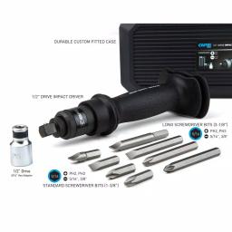 Capri Tools 10-Piece 1/2 in. Drive Impact Screwdriver Set with Hex Adapter and Bits thumbnail 2
