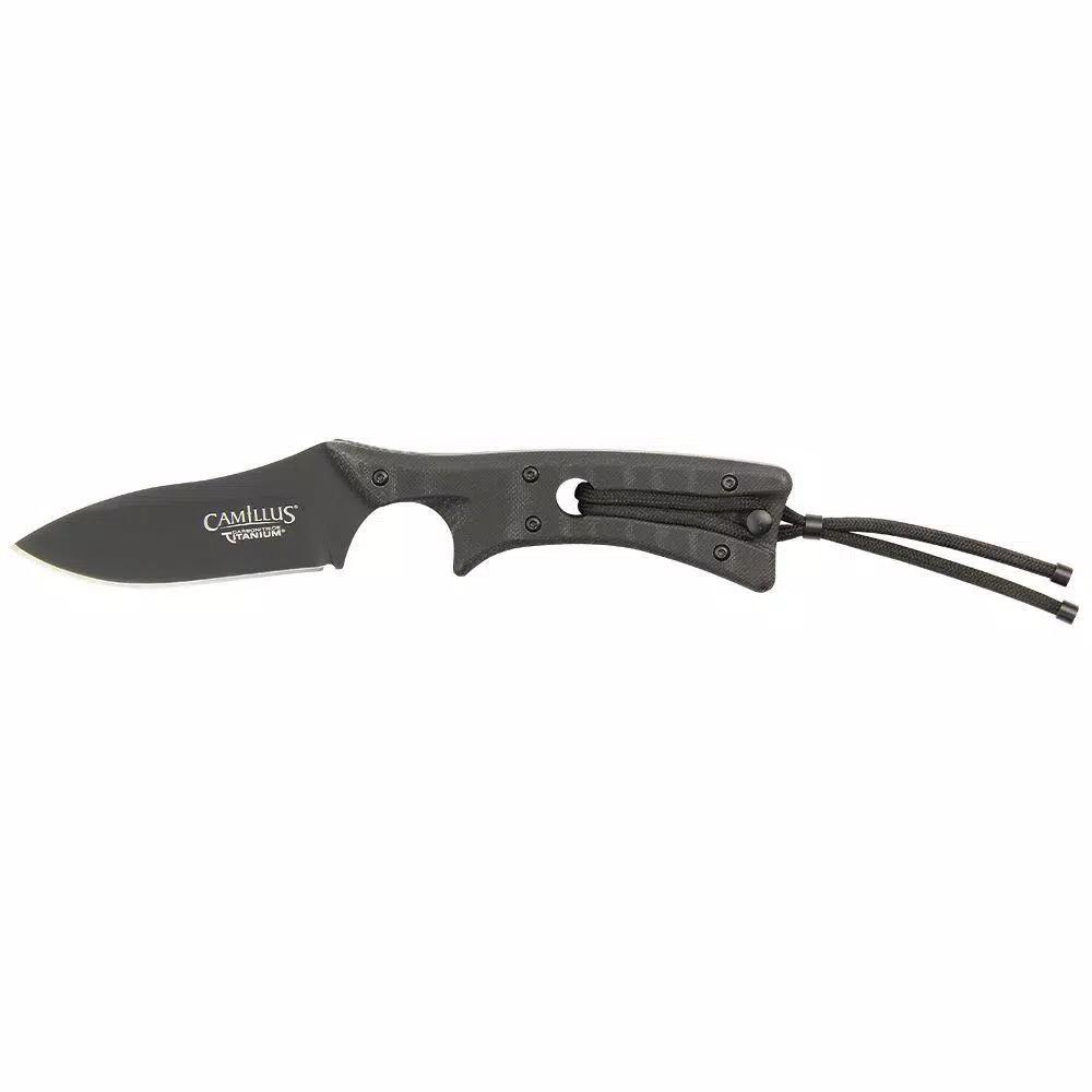 Camillus Tyrant 3 in. D2 Steel Drop Point Fixed Blade Knife with Built-in Sharpener