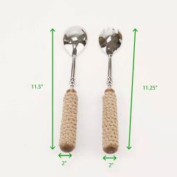Mind Reader Silver Stainless Steel Rope Design Salad Serving Set - 2-Piece Spoon and Fork Utensil Set thumbnail 7