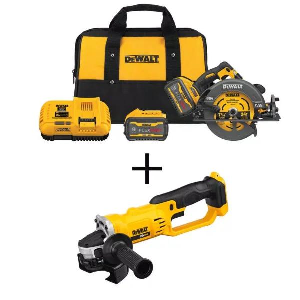 DEWALT FLEXVOLT 60V MAX 7-1/4 in. Brushless Circular Saw & 4-1/2 in. Grinder Combo Kit with (2) 9.0 Ah Batteries