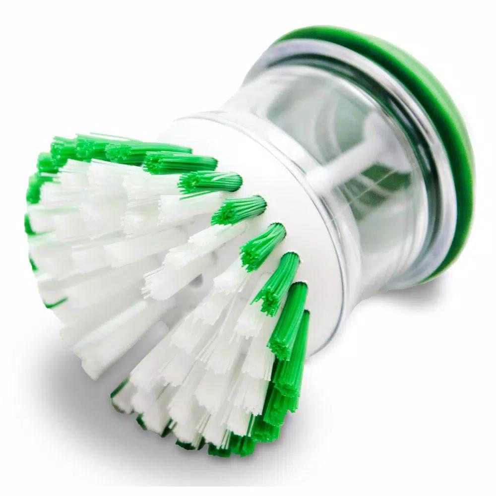 Libman Dishwashing Palm Brush with Soap Dispenser - Heavy Duty Scrubbing Tool