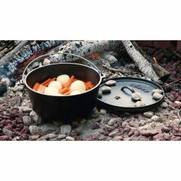 Lodge 6 qt. Round Cast Iron Camp Dutch Oven with Lid, Black thumbnail 2
