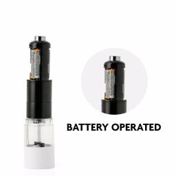 Ovente Electric Salt and Pepper Grinder Set, Battery Operated, Adjustable Coarseness, Black and White thumbnail 6