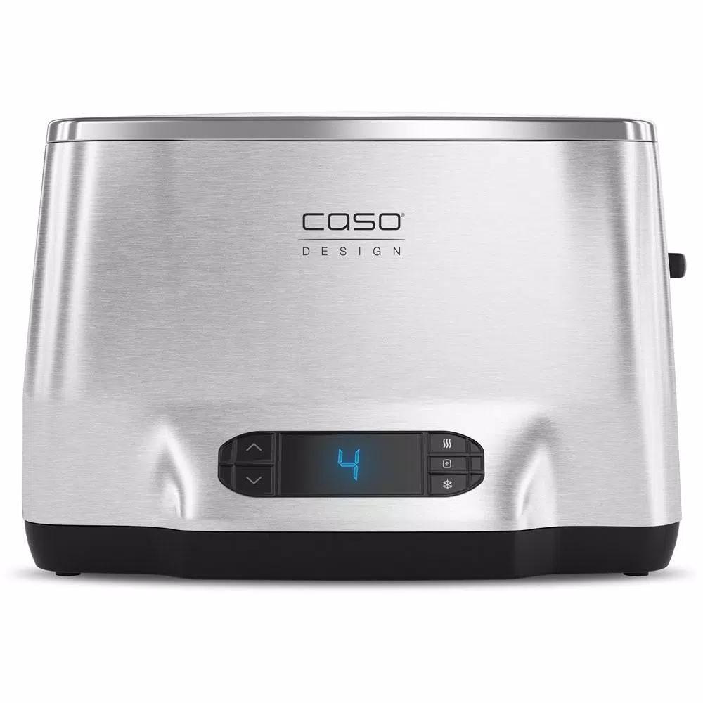 CASO Design Inox 2-Slice Stainless Steel Wide Slot Toaster with LED Display