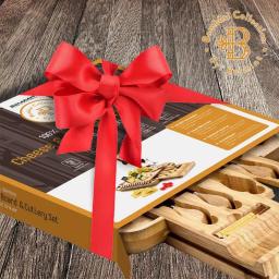 Bambusi Bambsi Bamboo Cheese Board and Cutlery Set with Slide Out Drawer and 4 Utensils thumbnail 6