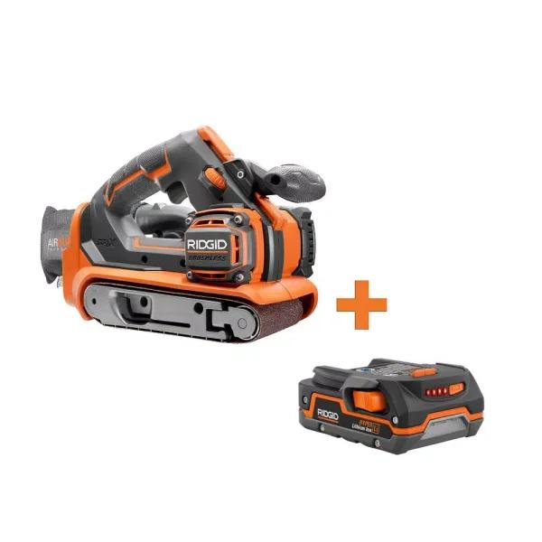 RIDGID 18V Cordless Brushless 3 in. x 18 in. Belt Sander with 1.5 Ah Lithium-Ion Battery